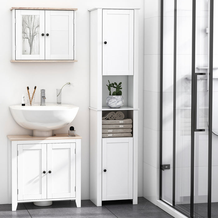 Homcom Tall Bathroom Cabinet With Adjustable Shelf
