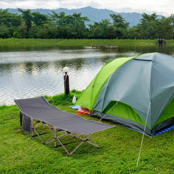 Outsunny Folding Camping Cot, Portable Sleeping Bed For Travel, Grey