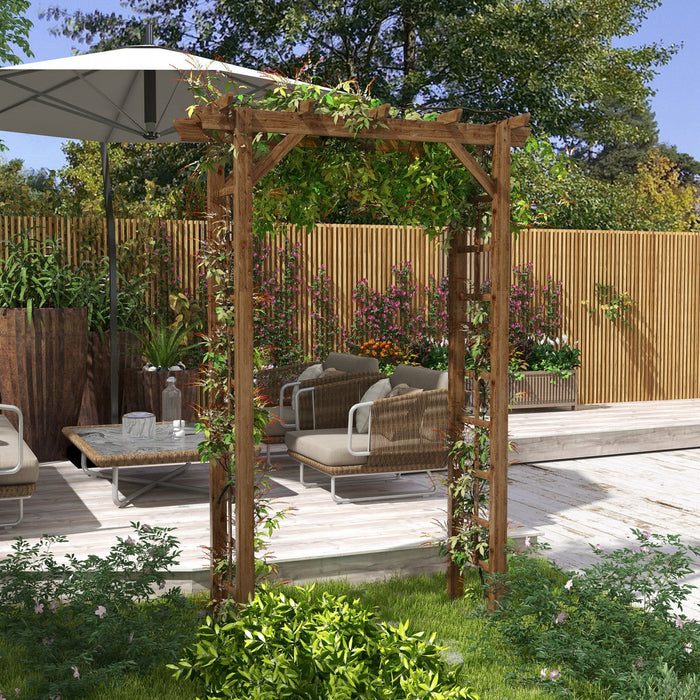 Outsunny 85\" Wooden Garden Arbour For Wedding And Ceremony, Outdoor Garden Arch Trellis For Climbing