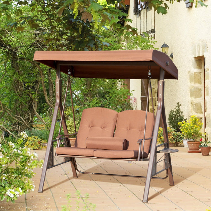 Outsunny 2-person Patio Swing Outdoor Swing Chair Canopy Swing With Adjustable Shade, Soft Cushions,
