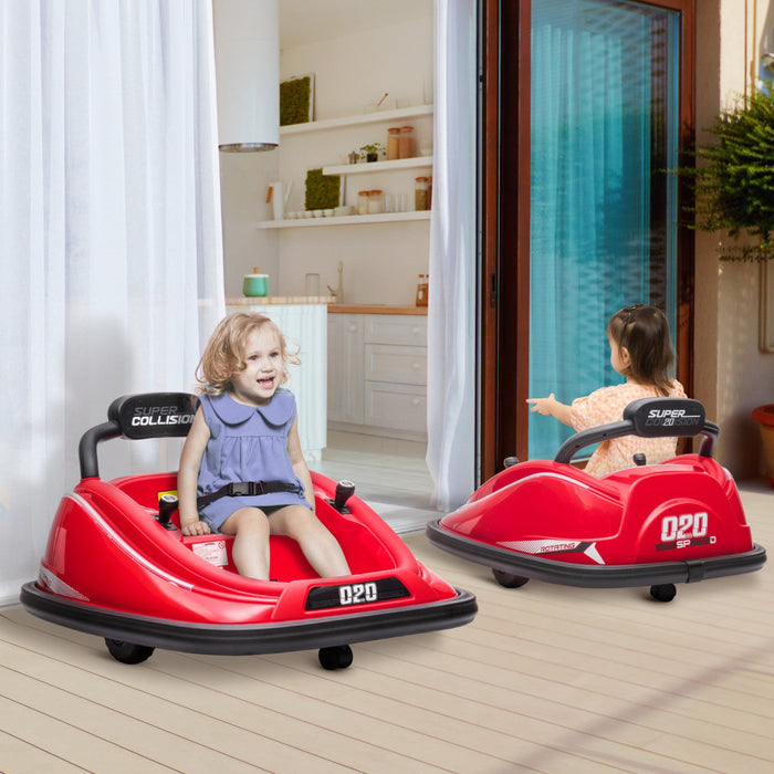 Aosom 12v Kids Bumper Car, 360° Rotation Electric Powered Ride-On Car, Twins Motor Battery Powered T