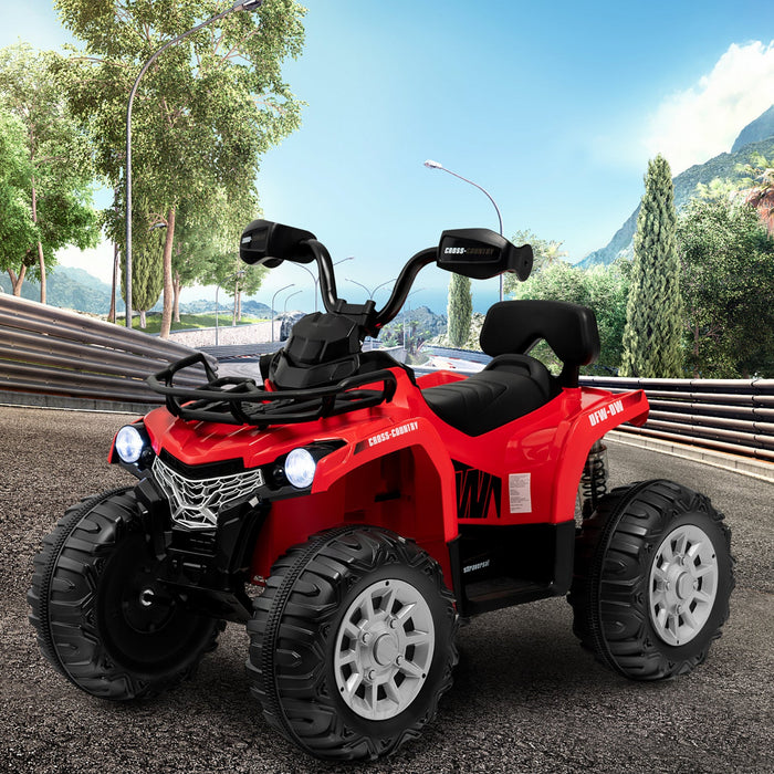 Costway 12v Kids Ride On Atv Electric 4-wheeler Quad 2 Speeds W/ Mp3 & Headlights Red