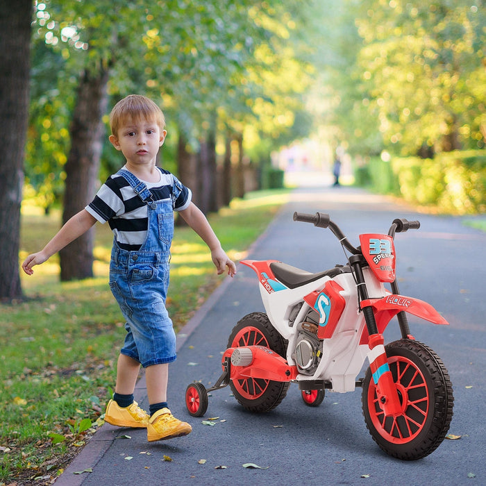 Aosom Kids Dirt Bike Battery Powered Ride-On Electric Motorcycle With Charging 12v Battery, Training