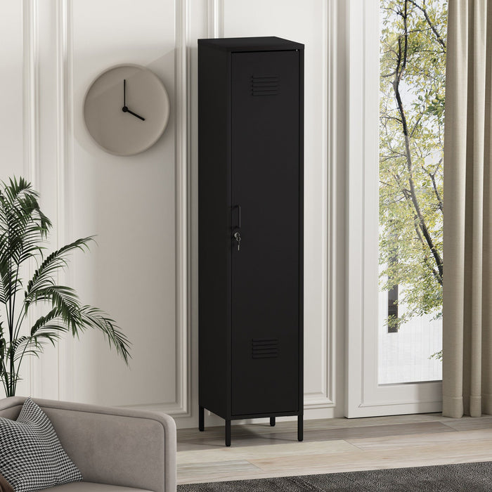Naomi Modern 15\" Metal Storage Cabinet in Black Armoire 
