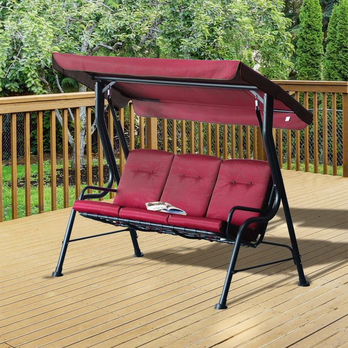 Outsunny 3-person Porch Swing Patio Swing Chair With Canopy For Patio, Garden, Backyard, Poolside, W