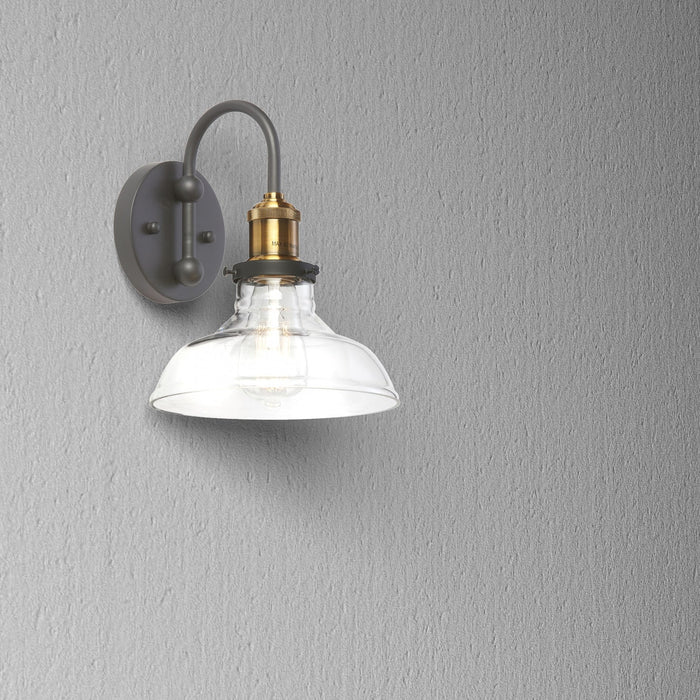 Dainolite Vintage 1 Light Wall Sconce Black/Antique Brass Finish Clear Glass Lamp