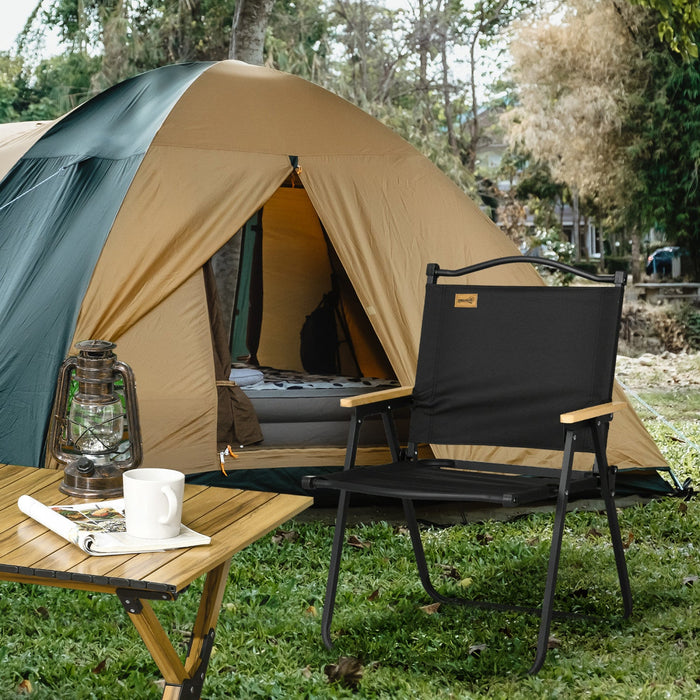 Outsunny Folding Camping Chair, Portable Armchair, Black