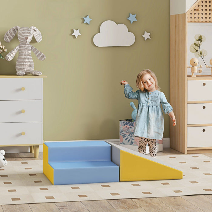Soozier 2-piece Climb And Crawl Activity Soft Play Set, Secure Foam Blocks Playset For Toddler Presc