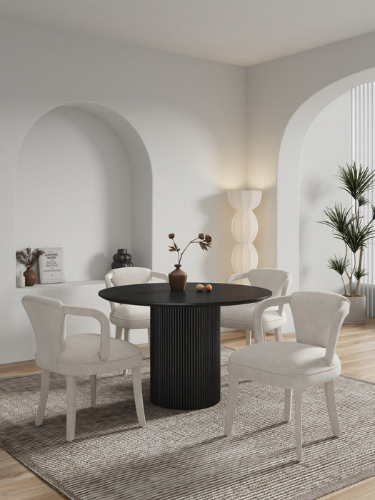 Hathaway and Palmer Modern Industry Chic 5-Piece Dining Set in Silver Lining and Black Dining Room Set 