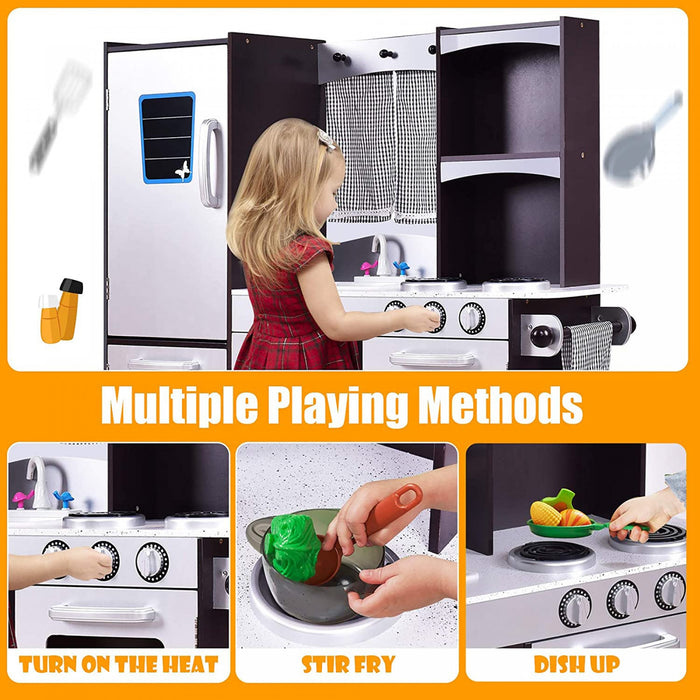 Costway Kids Kitchen Playset Wooden Chef's Pretend Play Toy Cooking Food Set Gift For Kids