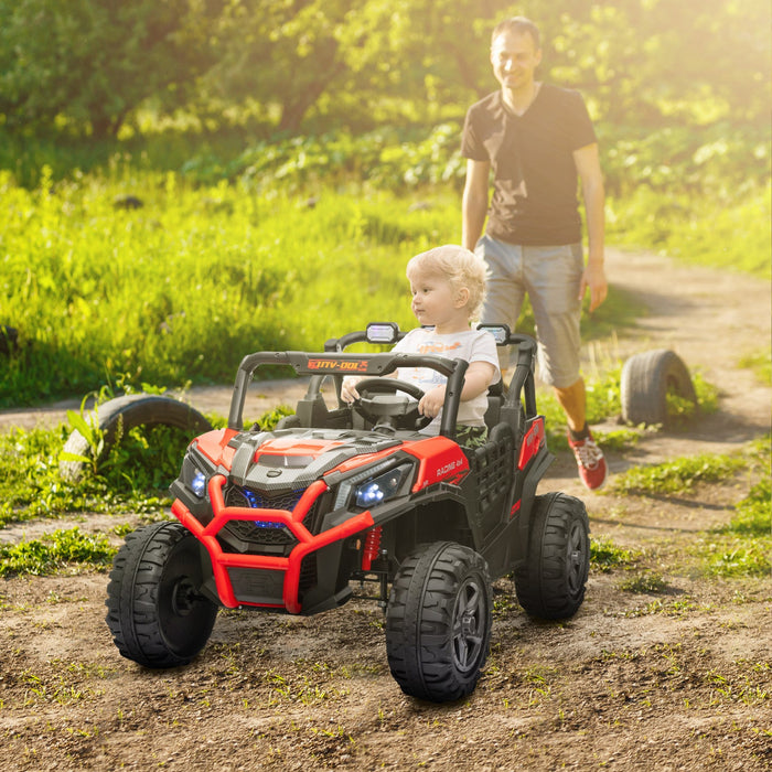Qaba 2 Seater Electric Car For Kids, 24v 7ah Big Battery Powered Ride-On Ride Car With Remote Contro