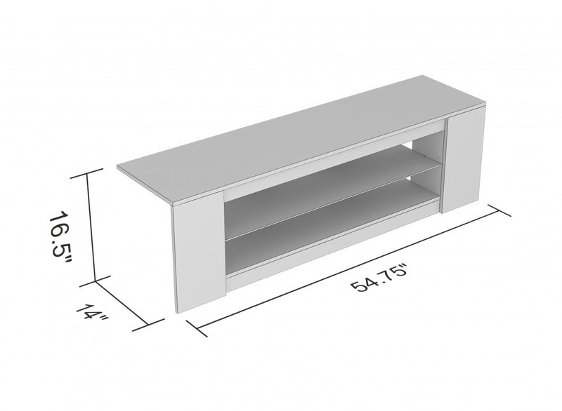 55” TV Stand With 2 Shelves And Tempered Glass - Brown Reclaimed Wood 
