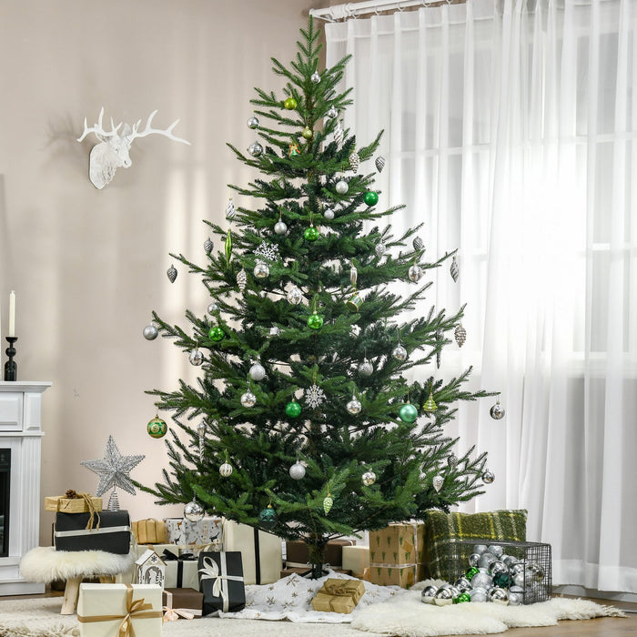 HOMCOM 7.5' Artificial Christmas Tree with Hinge Design Green