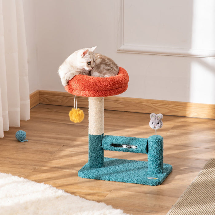 Pawhut Cat Tree With Removable Bed Scratching Post Interactive Kitten Toy Dangling Ball Spring Rolle