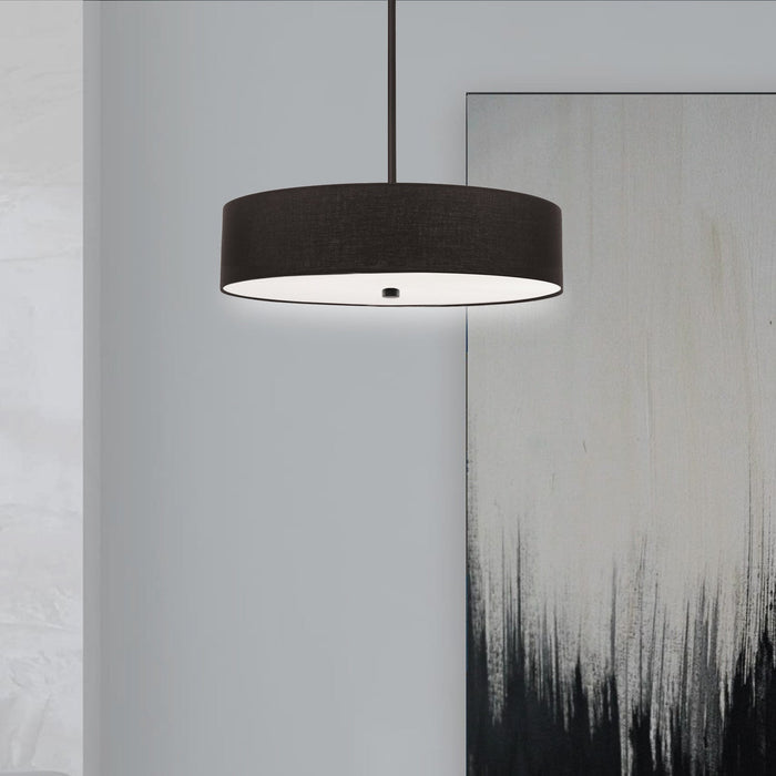 Dainolite Everly 4 Light Pendant Matte Black Finish Black Shade Lamp