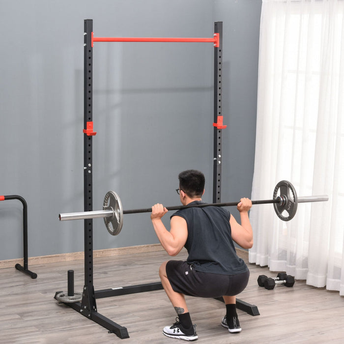 Soozier Adjustable Barbell Power Rack Squat Stand Strength Training Fitness Pull Up Weight Cage Home