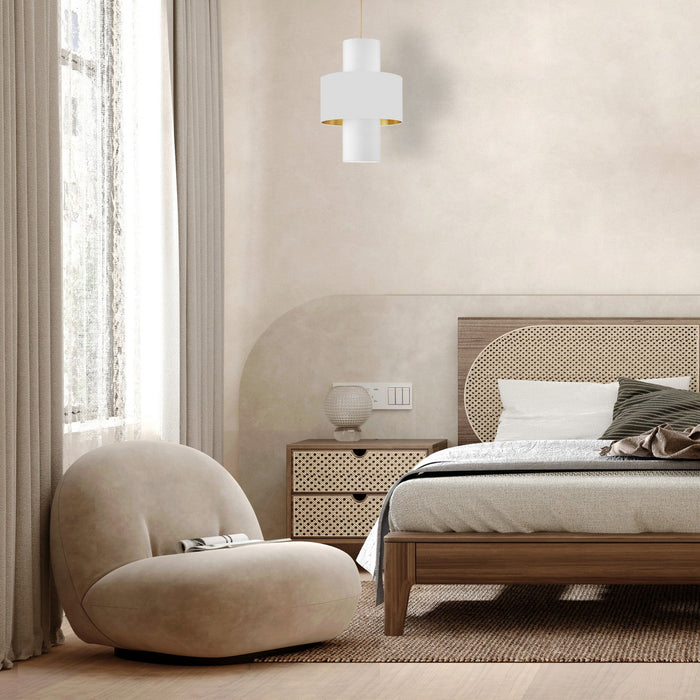 Dainolite Patrona 4 Light Pendant Aged Brass White/Gold/White Shades Lamp