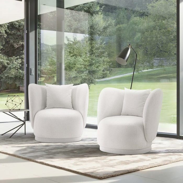 Siri Modern Upholstered Lounge Chair in Cream - Set of 2 
