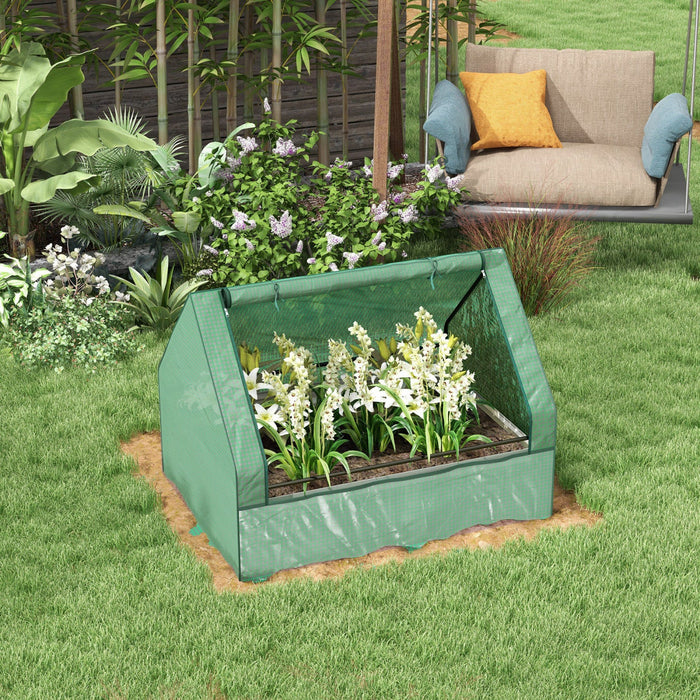 Outsunny 4' X 3' Raised Garden Bed With Mini Greenhouse, Galvanized Outdoor Planter Box With Cover, 