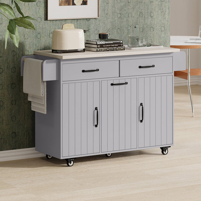 Nathan Kitchen Island With Tilt-out Trash Cabinet And Storage - Grey 