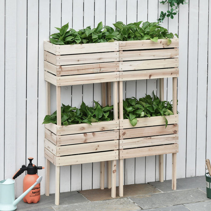 Outsunny 4pcs Wooden Raised Beds For Garden, Diy Shape Elevated Planter Box Kit With Bed Liner For F