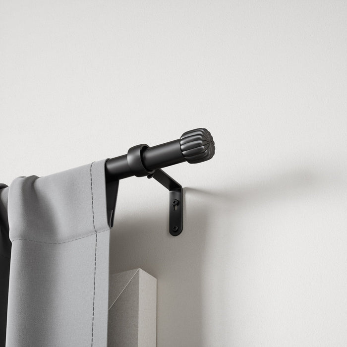 Umbra Cleo Matte Black Expandable 1\" Curtain Rod - 66\"-120\" 
