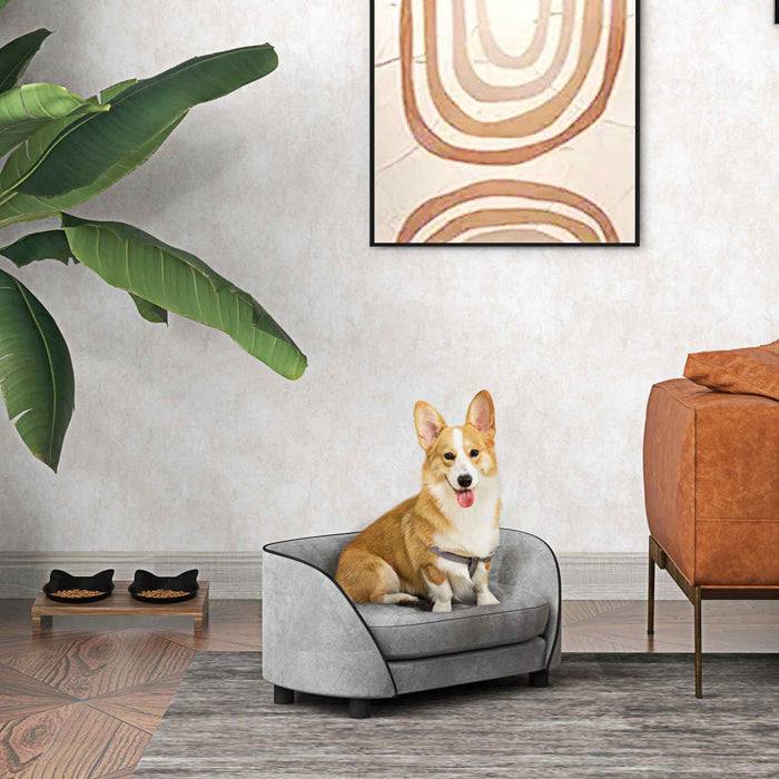 Pawhut Dog Sofa Pet Couch Dog Bed With Soft Cushion, Removable Washable Cover, Velvet Touch, For Sma