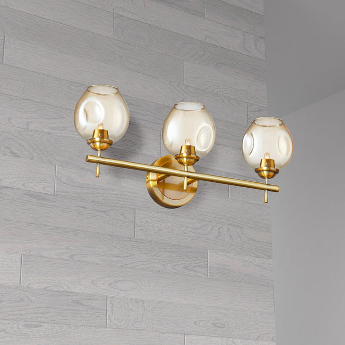 Dainolite Abii 3 Light Vanity Light Vintage Bronze Finish Champagne Glass Lamp
