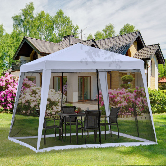 Outsunny 10x10ft Party Tent Canopy With Netting, Patio Screen House Slant Leg Outdoor Gazebo Sun Sha