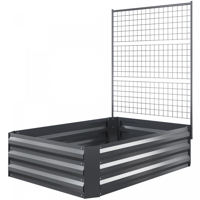 Outsunny Galvanized Raised Garden Bed with Trellis, Open Bottom, Dark Grey