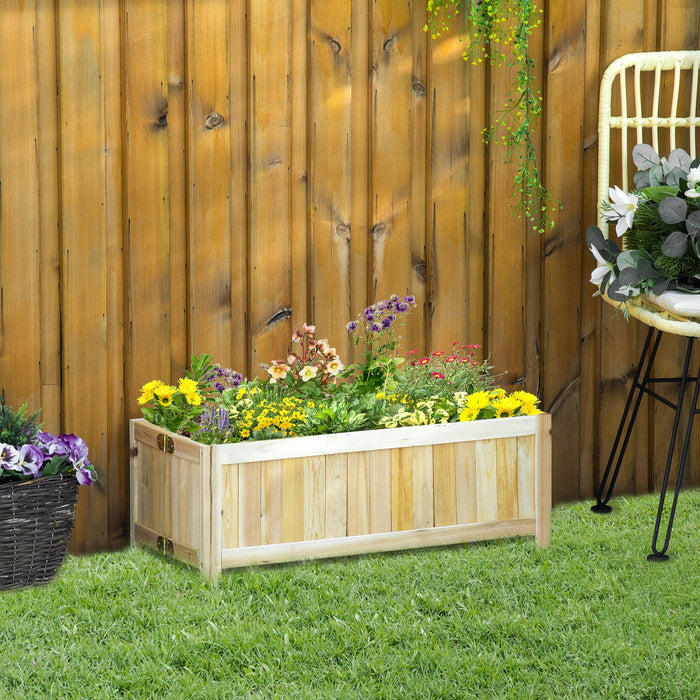 Outsunny 28'' X 12'' Foldable Raised Garden Bed, Elevated Planter Box, Wooden Planting Bed For Backy