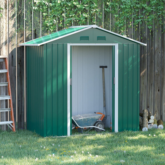 Outsunny 6.5ft X 3.5ft Metal Garden Shed, Large Outdoor Shed Storage Building With Double Sliding Do
