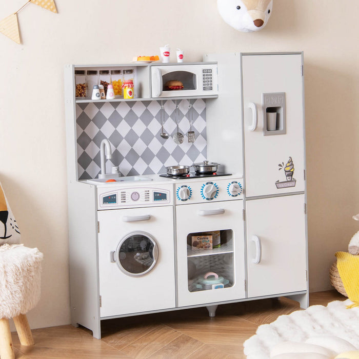 Costway Kids Kitchen Playset With Realistic Lights & Sounds Ice Maker Stoves Sink Oven
