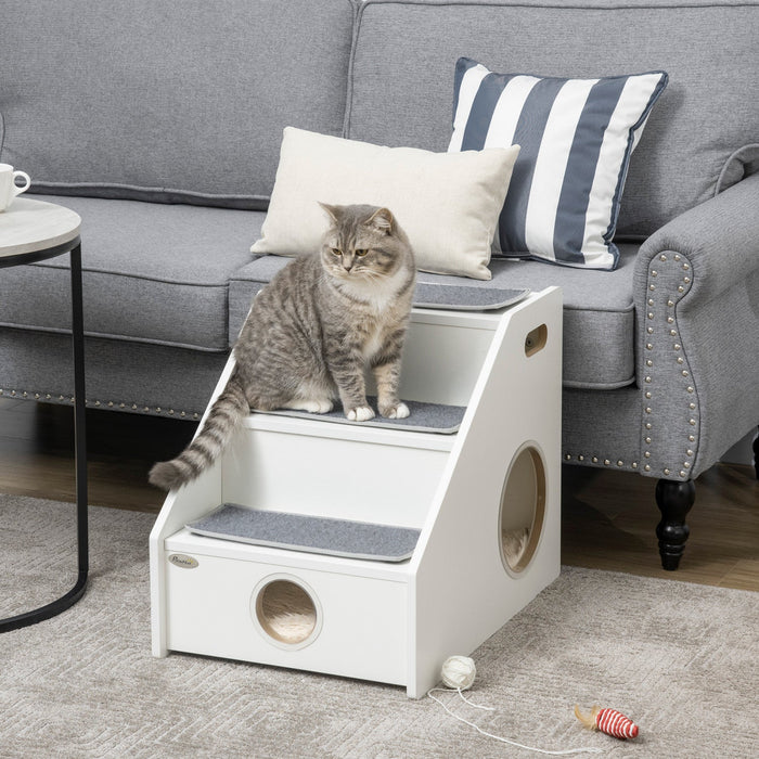 Pawhut Pet Stairs For Miniature Dogs Hidden House, Cat Steps For Couch High Bed Sofa, Portable Puppy