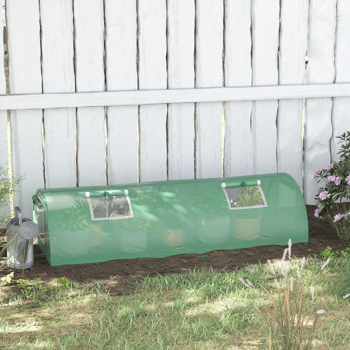 Outsunny Mini Greenhouse with Mesh Windows, Tunnel Growing Tent, Green
