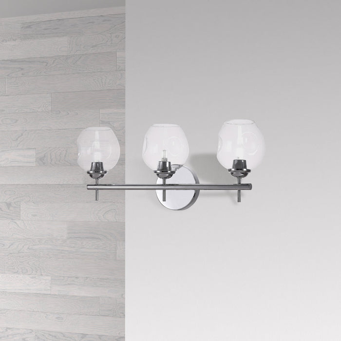 Dainolite Abii 3 Light Vanity Light Polished Chrome Finish Clear Glass Lamp