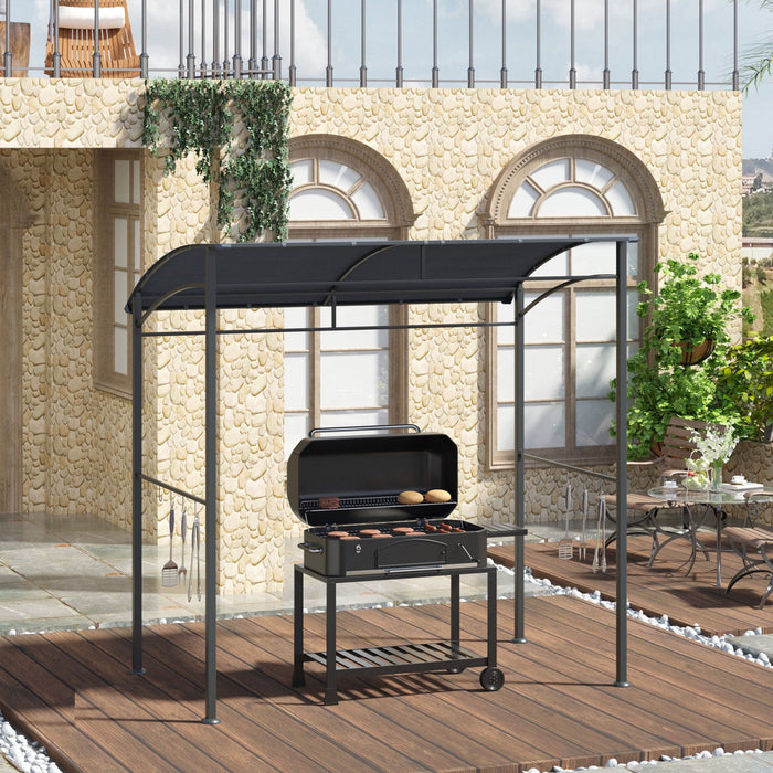 Outsunny 7' X 5' Bbq Grill Gazebo Tent Garden Grill Metal Frame And Canopy With Hooks Outdoor Sun Sh