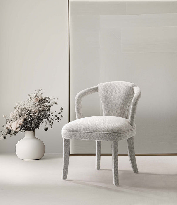 Palmer Mid-Century Modern Upholstered Tweed Armchair in Silver Lining Armoire 
