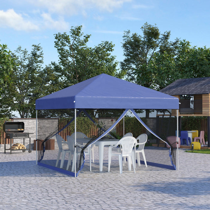 Outsunny 10' X 10' Pop-up Canopy Tent Outdoor Party Tent With Mesh Walls
