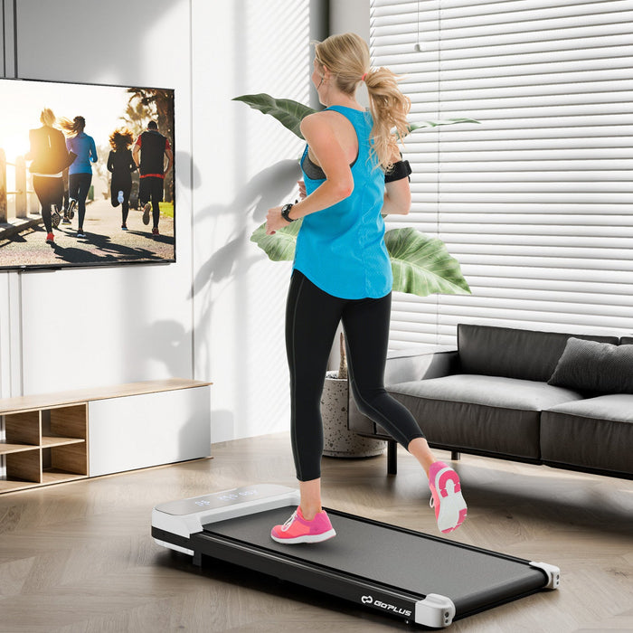 Goplus 2.5hp Under Desk Treadmill For Home And Office Remote Control Led Display White