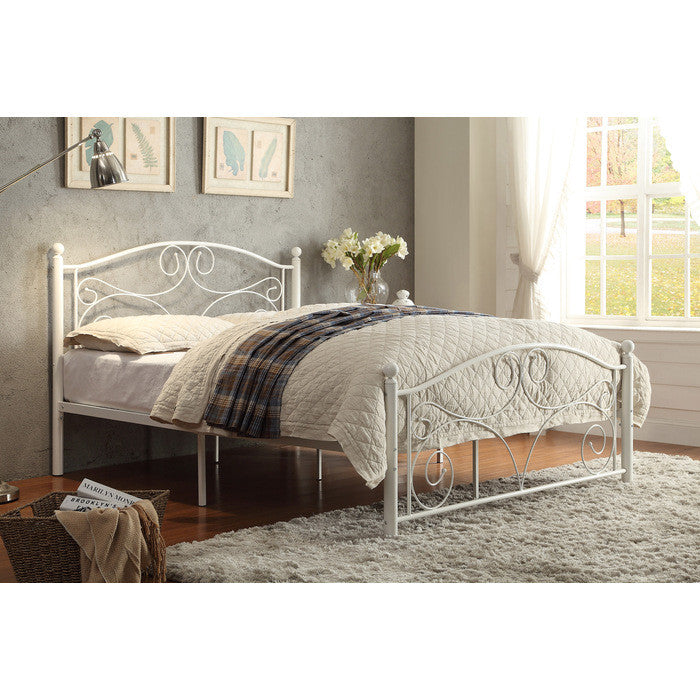Avaly Full Bed, White Metal 