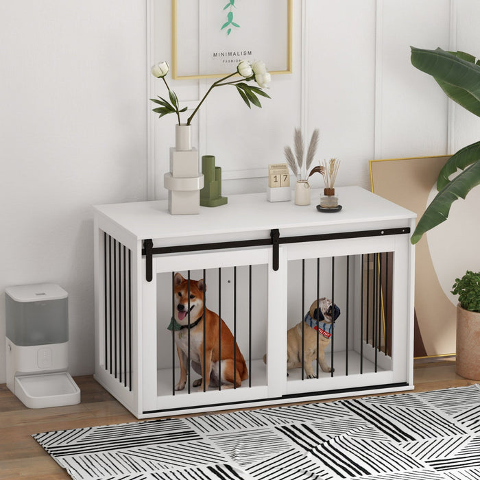 Pawhut Dog Crate Furniture, 46.5\" Dog Crate End Table Indoor Dog House For Extra Large Dogs, With Sl
