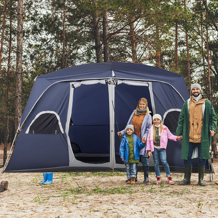 Outsunny Camping Tent, Family Tent 4-8 Person 2 Room, With Large Mesh Windows, Easy Set Up For Backp