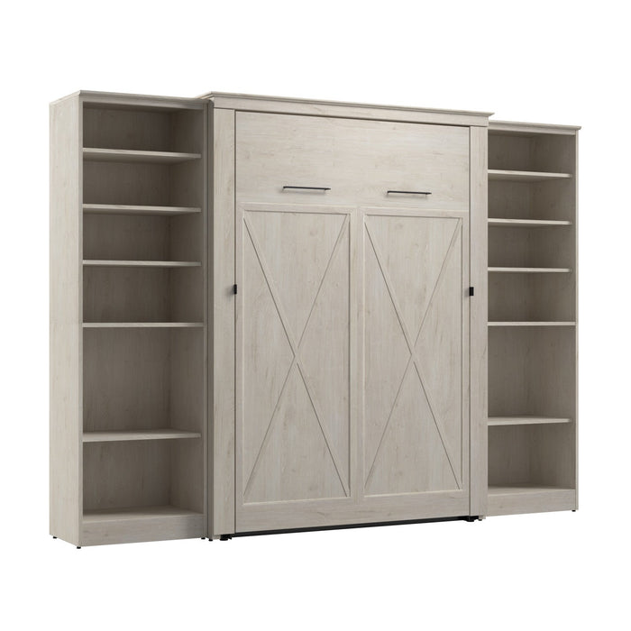 Bestar Key West Full Murphy Bed with Closet Organizers (113 W) - Linen White Oak