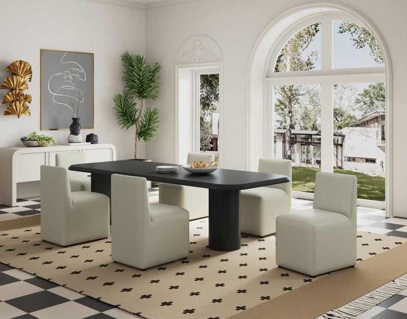 Anna Square Modern Vegan Leather Dining Chair in Stone Gray - Set of 2 