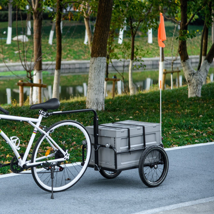 Aosom Bike Cargo Trailer, Bicycle Trailer Wagon Cart With Removable Storage Box, Quick Release 16\" W