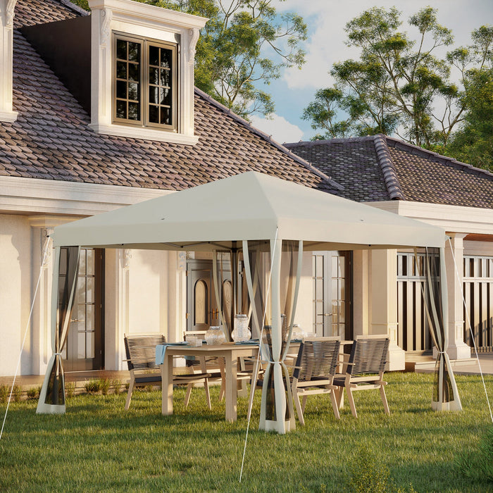 Outsunny 10' X 10' Pop Up Canopy Tent Gazebo With Removable Mesh Sidewall Netting, Carry Bag For Bac