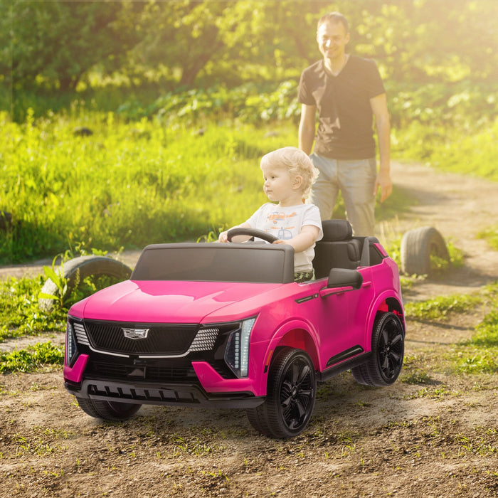Qaba 2-seater Powered Ride-On Truck, 12v Cadillac Escalade Licensed Battery Powered Kids Electric Ca