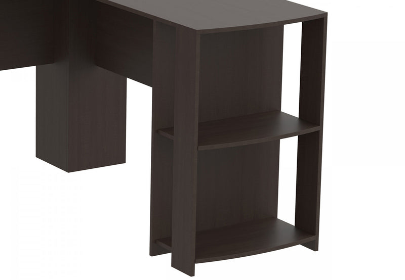 55” Computer Desk With Storage And 2 Shelves - Cappuccino 