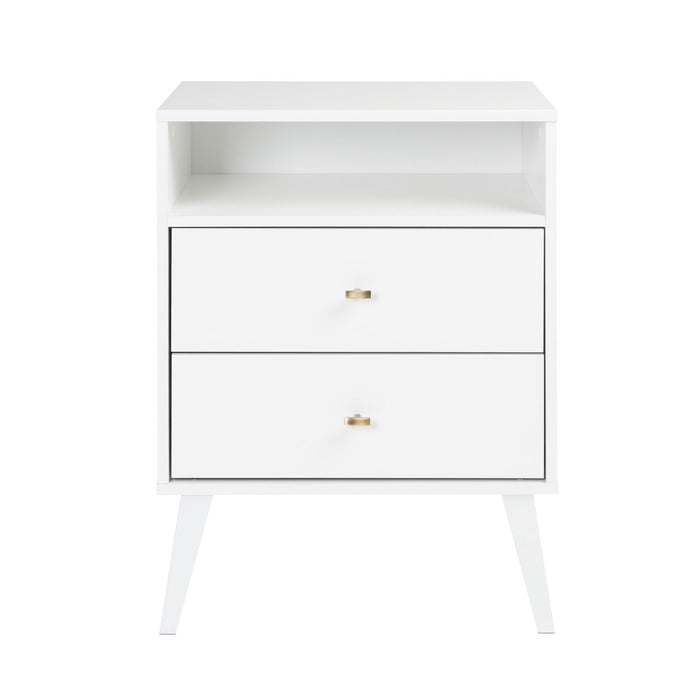 Milo 2-Drawer Tall Nightstand - White
